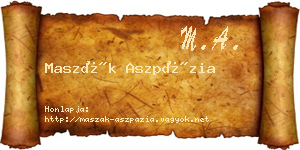 Maszák Aszpázia névjegykártya